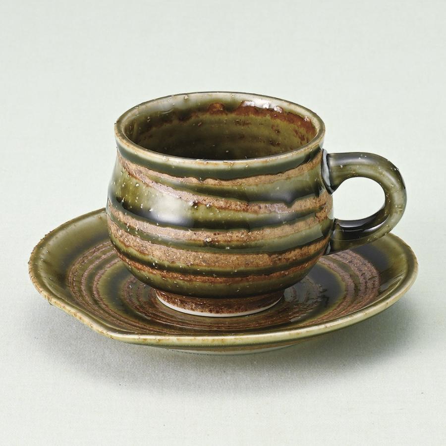 コーヒーカップ ソーサー 織部ライン 和陶器 おしゃれ 業務用 美濃焼