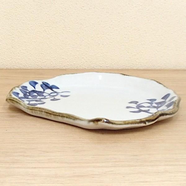 皿 中皿 前菜皿 半月皿 紺からくさ 21cm おしゃれ 和食器 美濃焼 業務