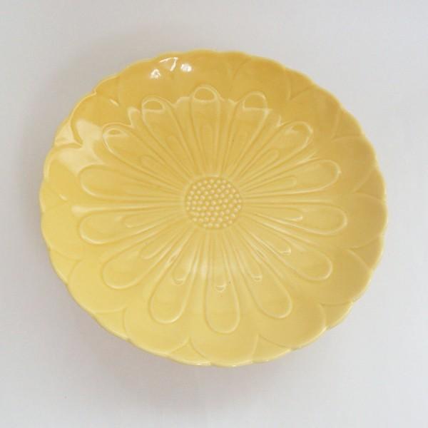 皿 黄釉菊型 高台皿 15.5cm おしゃれ 和食器 業務用 23b086-03 : 四季