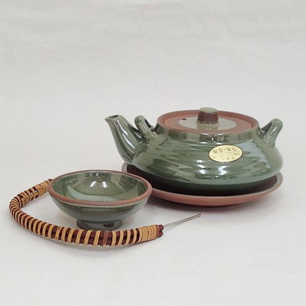 土瓶蒸し セット 平形グリーン 弱火可 松茸の土瓶蒸し 業務用 和食器