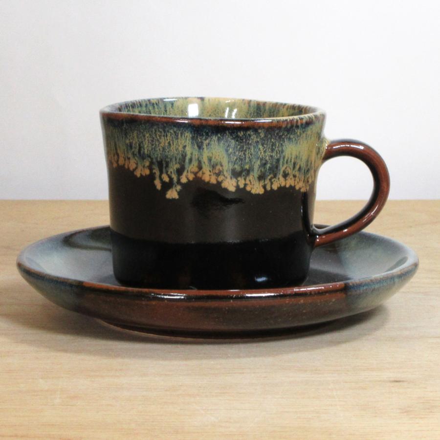 コーヒーカップ ソーサー 天目うのふ流し 和陶器 おしゃれ 業務用 美濃