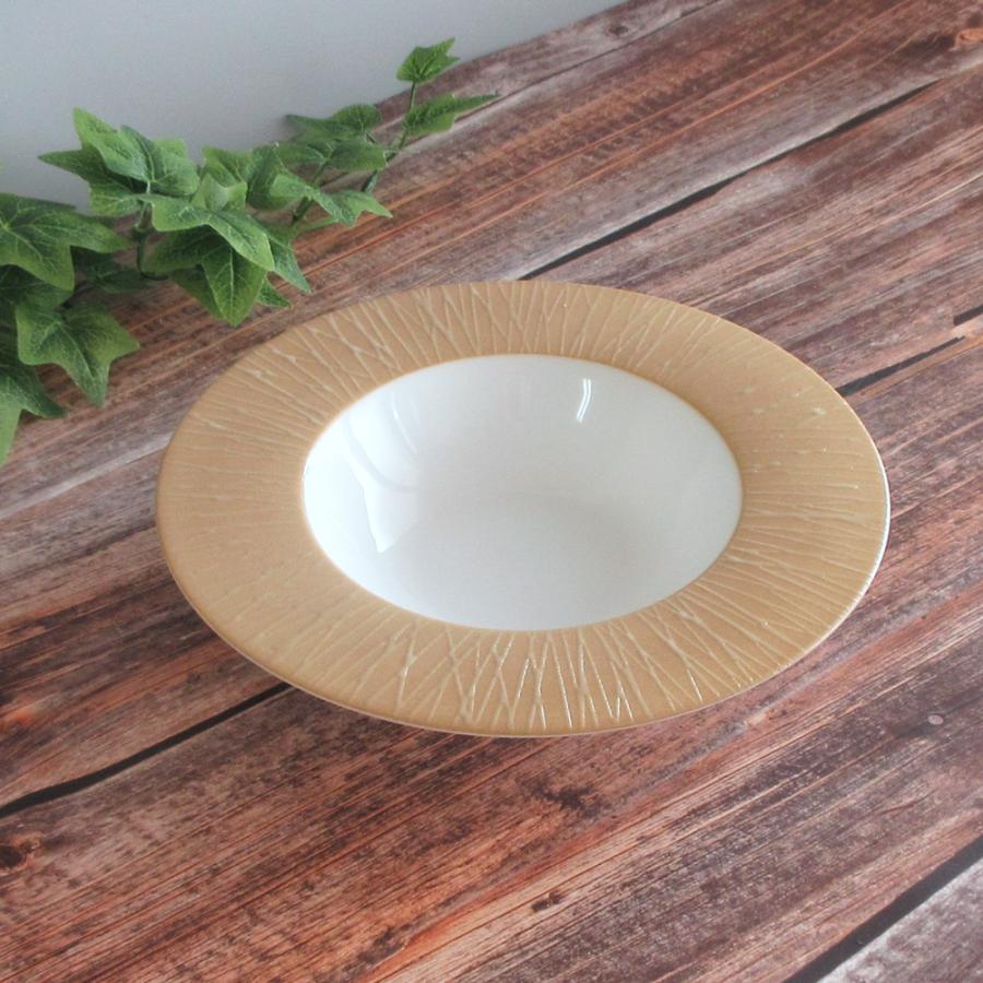 皿 パスタ皿 スープ皿 24cm ディープスープボウル くぼみ ゴールド