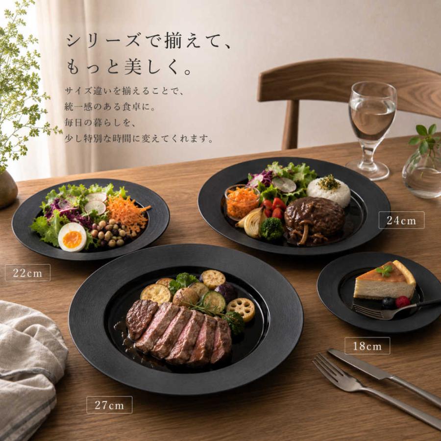 皿 18cmリムプレート ケーキ皿 ナイトストリーム 黒 おしゃれ 洋食器