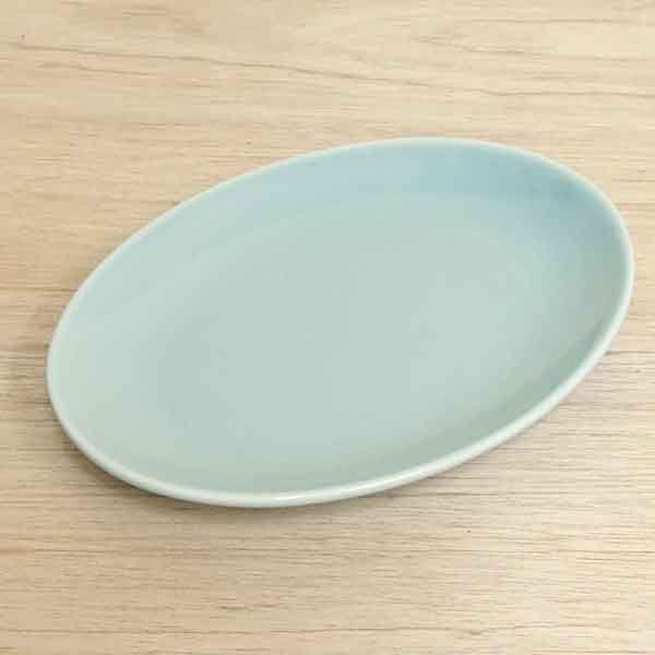 皿 楕円皿 26cm 10インチプラター 餃子皿 青磁 青彩 おしゃれ