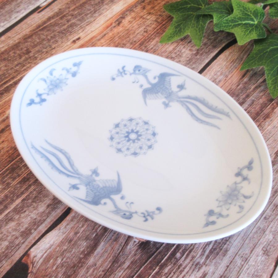 皿 楕円皿 21cm 8インチプラター 餃子皿 鳳凰 おしゃれ 中華食器 業務