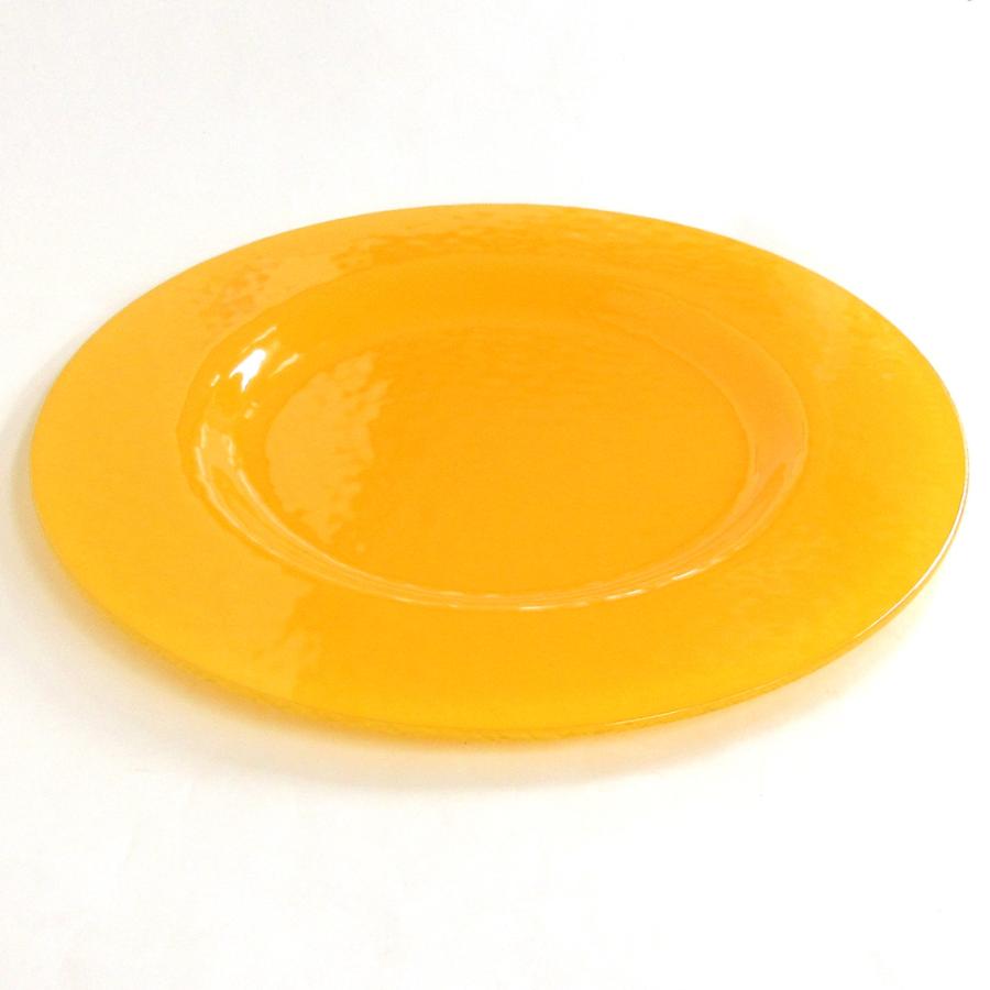 皿 29cmプレート イエロー ラウンドプレート Verreヴェール ガラス