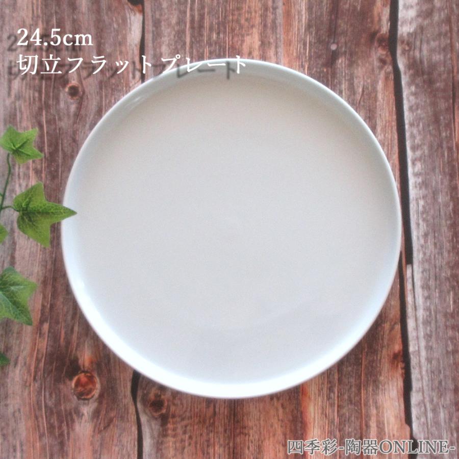 美濃焼　切立皿　プレート　24cm アッシュホワイト　　4枚 皿 フラット プレート 24.5cm 切立プレート パスタ皿 サラダ皿 白