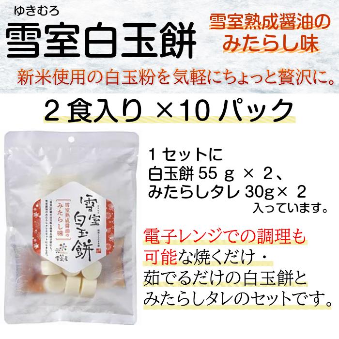 雪室白玉餅 雪室熟成醤油のみたらし味 2食入×10袋【送料無料