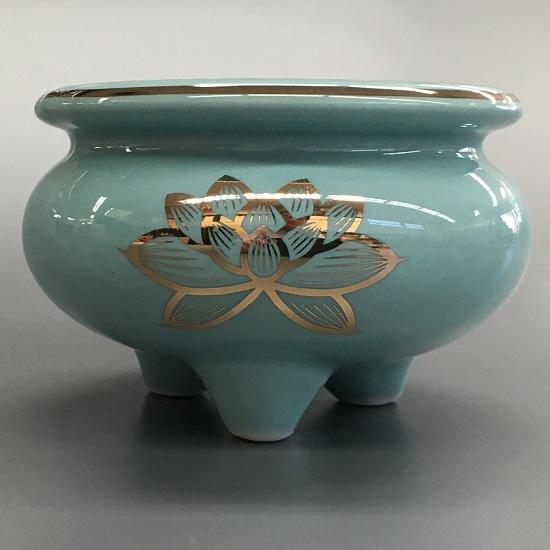 陶器製 机上香炉【青磁上金ハス 3.5寸】 : おぶつだんの志喜屋 - 通販