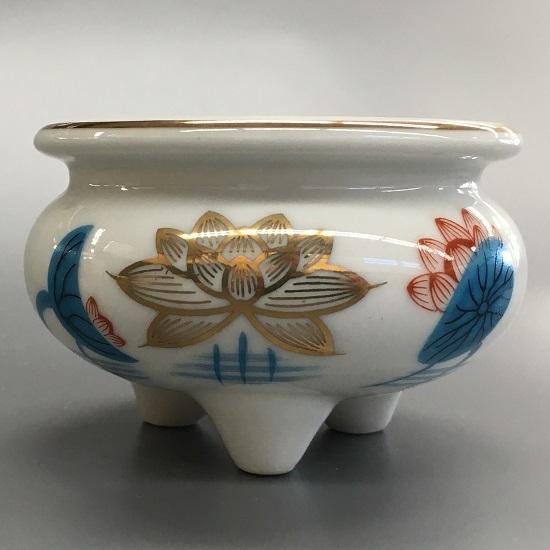 陶器製 机上香炉【金ハス吹 3.0寸】 : おぶつだんの志喜屋 - 通販