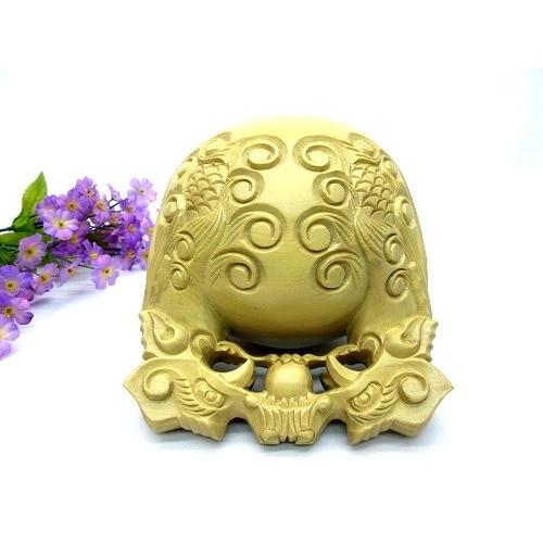 本楠木魚 龍彫 4.5寸 撥付 仏壇 仏具 仏前 鳴物 禅宗・天台宗・浄土宗