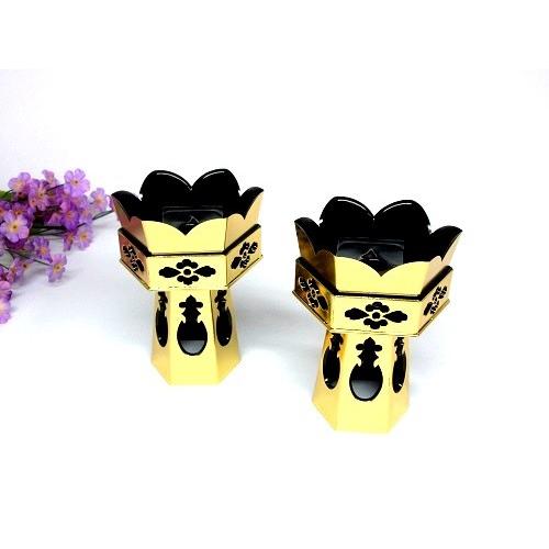 PC 六角供花2.0寸 金色 1対入り 浄土真宗本願寺派(西)用 仏壇