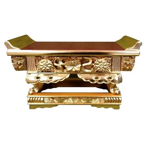 金箔 上前彫和讃卓 ５.０寸 仏壇 仏具 (西・東用、黒・朱色あります)(H)