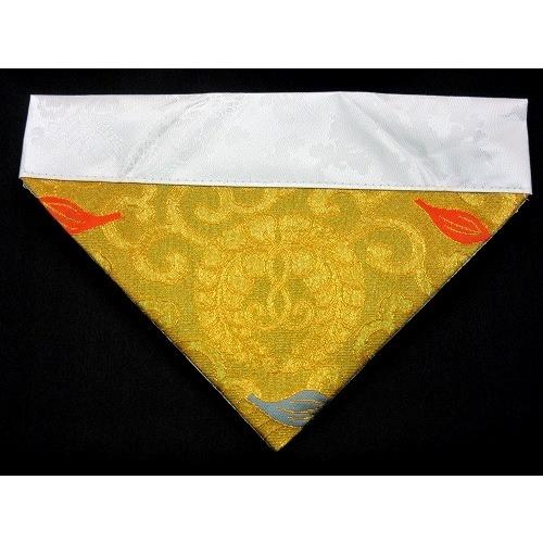 お盆お彼岸大特価　希少　絹製品★十三仏 正絹 金襴茶表装★高さ：約151cm 三角打敷 綴 西用30代 金襴 打ち敷き うちしき 仏壇 仏具 法要