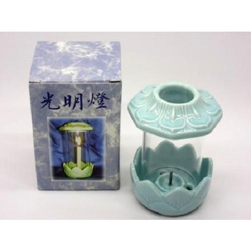 青磁光明灯(小) 陶器製 ガラスホヤ付|shikiya5940|02
