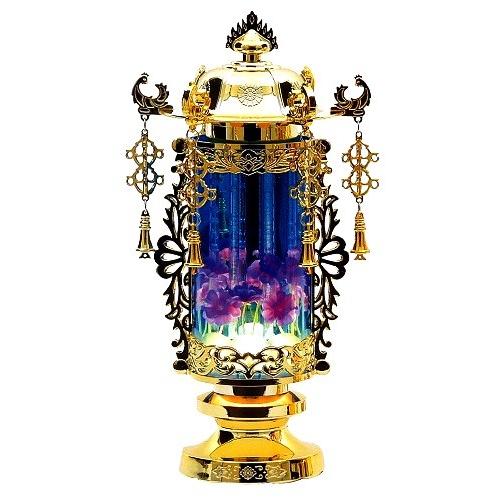 ヨーラク付バブル灯 ブルー(一対入)5号 高27cm Y-875 バブル灯 お盆用品 お盆 初盆 提灯 盆ちょうちん 行灯 盆提灯 霊前灯（H）