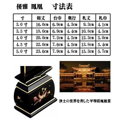 新世紀 蒔絵位牌 優雅 絆上塗 鳳凰なでしこ 4寸 総丈20cm カシュー漆 塗り位牌 金粉 モダン 仏壇 仏具 位牌 いはい_3