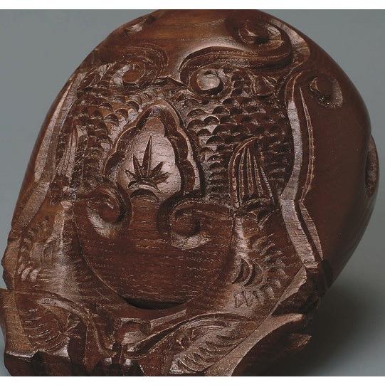 ケヤキ木魚 上彫 6.0寸 仏壇 仏具 仏前 鳴物 禅宗・天台宗・浄土宗_1