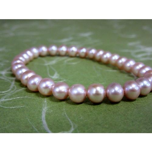 無核湖水真珠 ナチュラルピンク パール ブレス 腕輪 天然石(H) : お