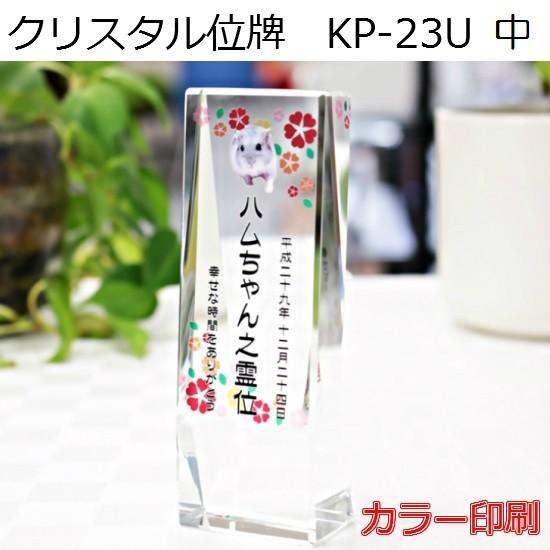 クリスタル位牌 KP-23U 中【カラー印刷】ペットメモリアル ◆6テンプレートから選ぶ！