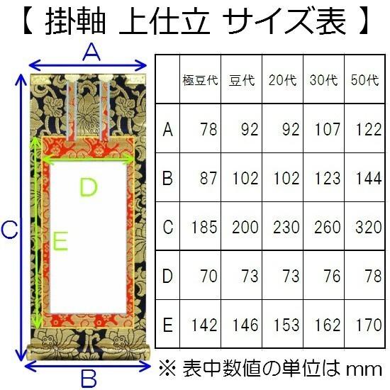 掛軸 上仕立 紺表装 豆代】 三幅セット（本尊+脇侍:絵像）浄土真宗