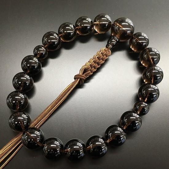・【茶水晶 18玉 共仕立 紐房】浄土真宗用・男性用片手数珠