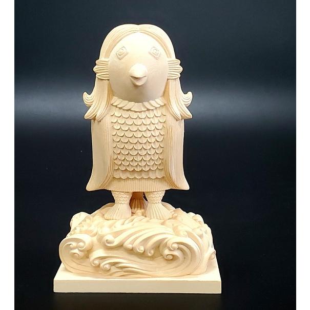 祈願仏像【アマビエ 木地彫(桧木)】厄病・悪霊・病魔退散\u003cbr\u003e 木彫り仏像