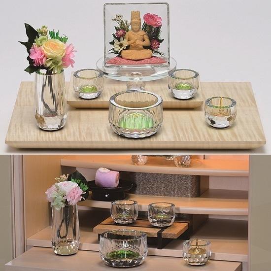 瞳月（しずく）カットクリスタル 灯立【虹】 : おぶつだんの志喜屋