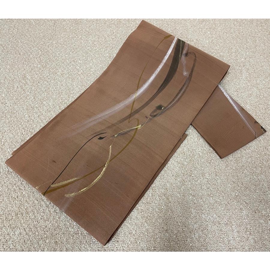 仕立て上がり 正絹 染め名古屋帯（少々難あり）