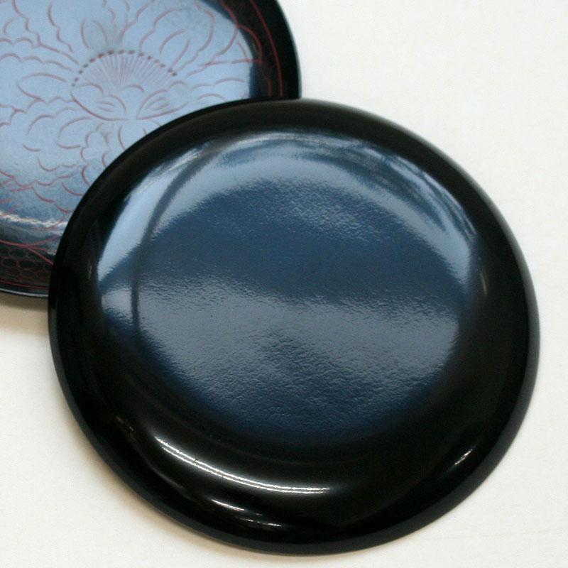 現品限り 銘々皿 黒 ボタン彫り 蒔絵 6客セット おしゃれ : 越前漆器