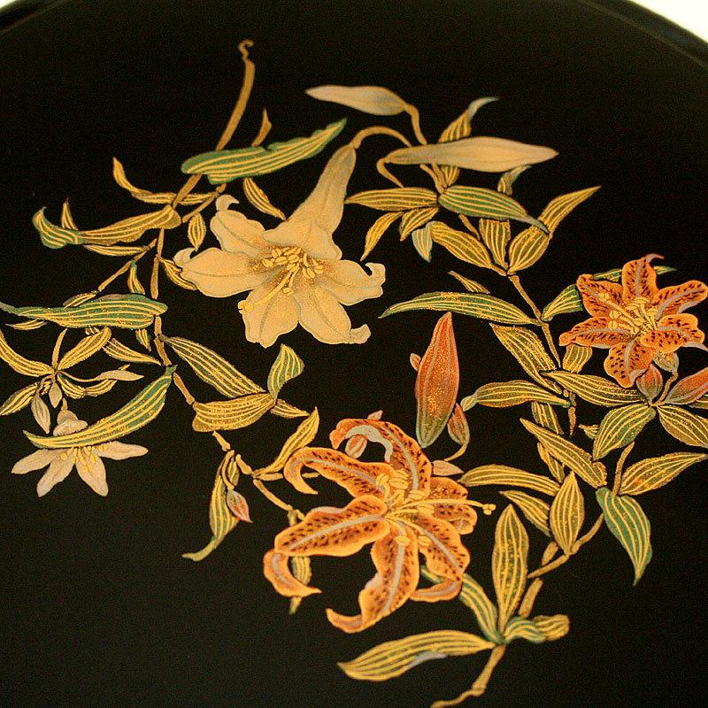 蒔絵 茶櫃 ユリ お茶 漆塗り 日本製 : 越前漆器さじべえ 名入れ