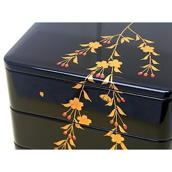 6寸三段重 黒内朱 しだれ桜 : 越前漆器さじべえ 名入れギフト - 通販