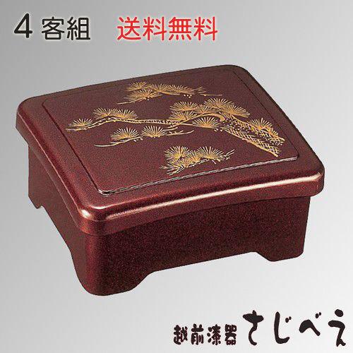 4客組 うな重箱 溜パール 松 内朱 光月丼重 うなぎ 容器 器 4客組 うな重箱 溜パール 松 内朱 光月丼重 うなぎ 容器 器