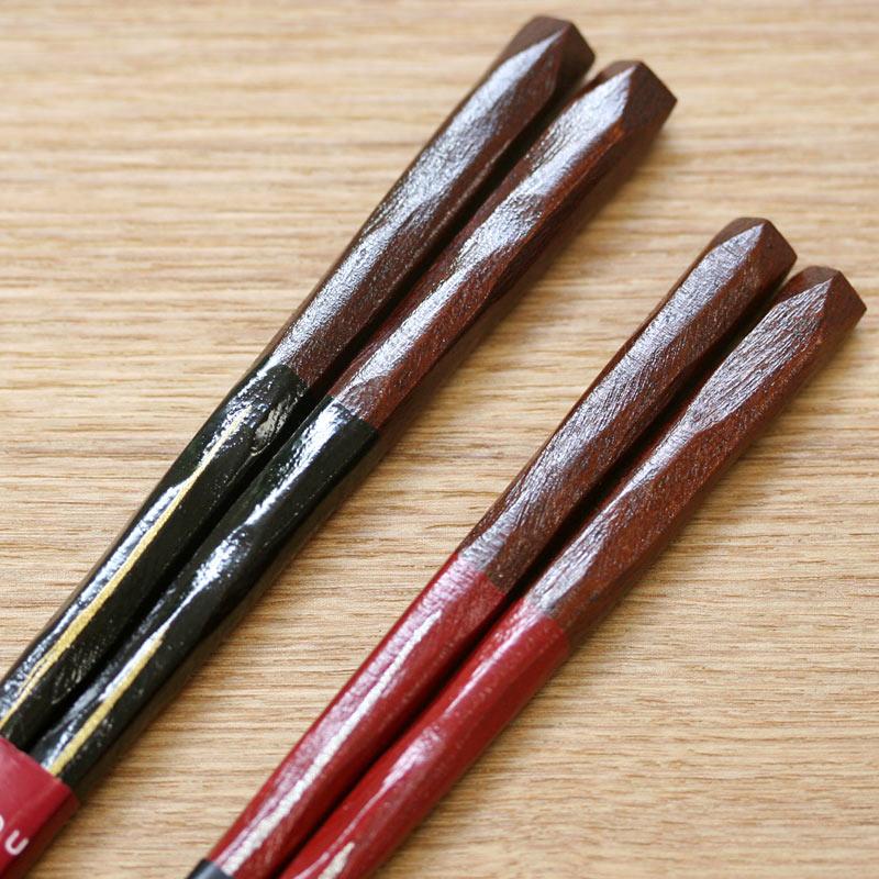 名入れ無料 夫婦箸 神道 黒・赤 2膳組 桐箱入り メール便 送料無料