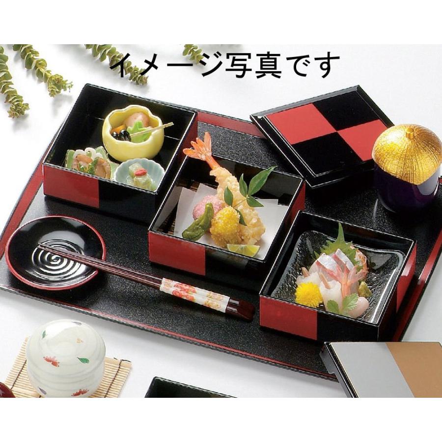 4寸角重松花堂弁当 黒朱市松 おしゃれ 業務用 容器 盛り付け 堅牢