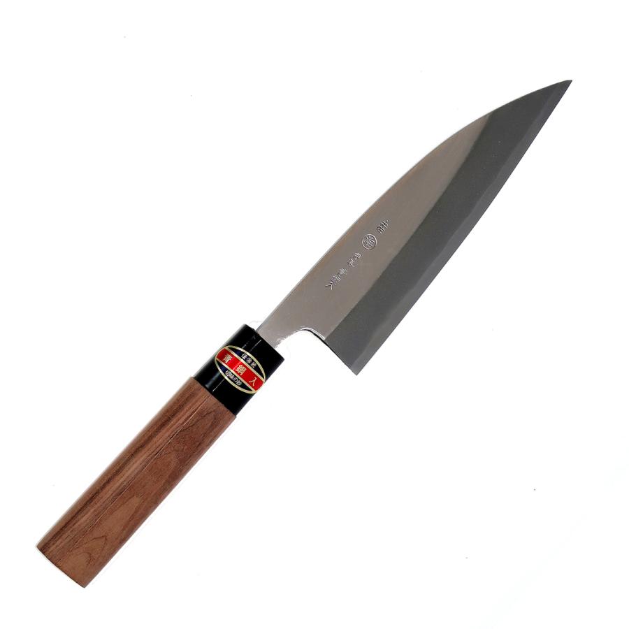 土佐刃物 舟行包丁 磨き 両刃 青鋼入 150mm クルミ柄付 丸海 土佐刃物 舟行包丁 磨き 両刃 青鋼入 150mm クルミ柄付 丸海