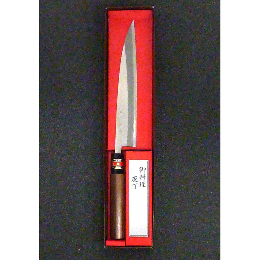 土佐刃物 刺身包丁 磨き 両刃 青鋼入 180mm 柳刃 クルミ柄付 丸海｜shikokutanzo｜02