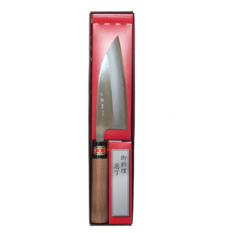 土佐刃物 出刃包丁 磨き 両刃 青鋼入 150mm クルミ柄付 丸海 土佐刃物 出刃包丁 磨き 両刃 青鋼入 150mm クルミ柄付 丸海