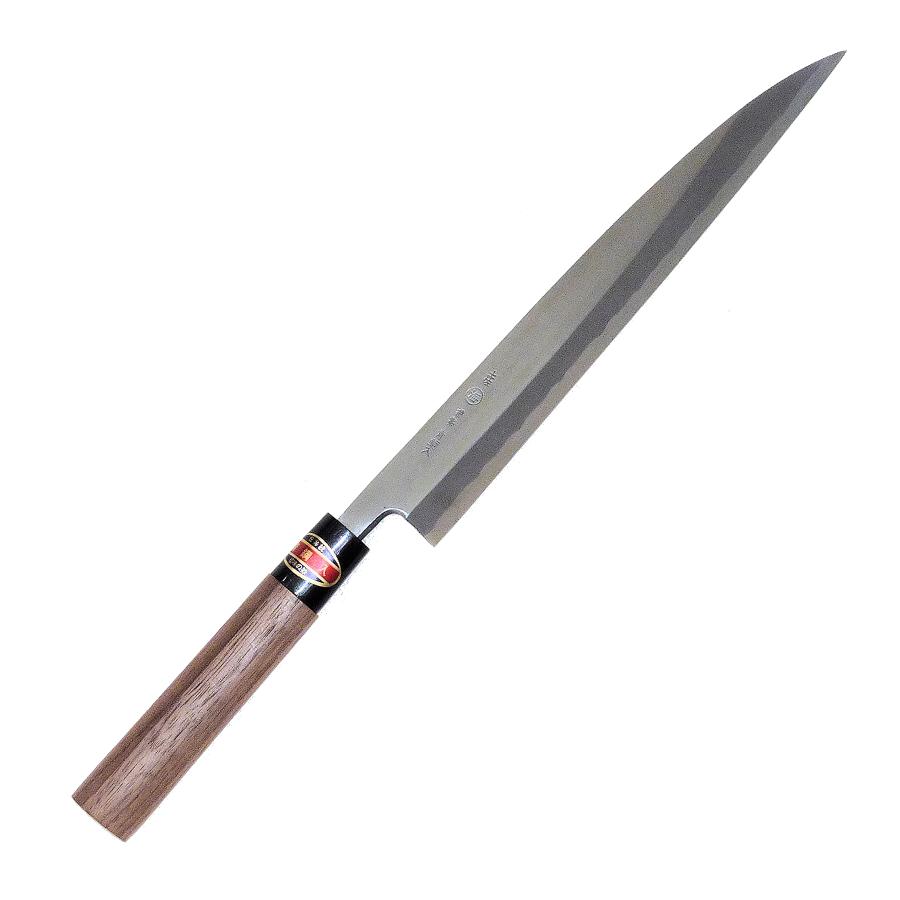 土佐刃物 刺身包丁 磨き 両刃 青鋼入 210mm 柳刃 クルミ柄付