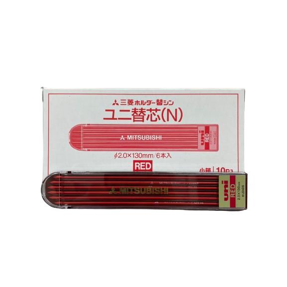 三菱UNI 鉛筆ホルダー　鉛筆６本ともう1ダースおまけ付 uni（三菱鉛筆） ユニホルダー シャーペン 替芯 赤 6本入×10P(1ケース