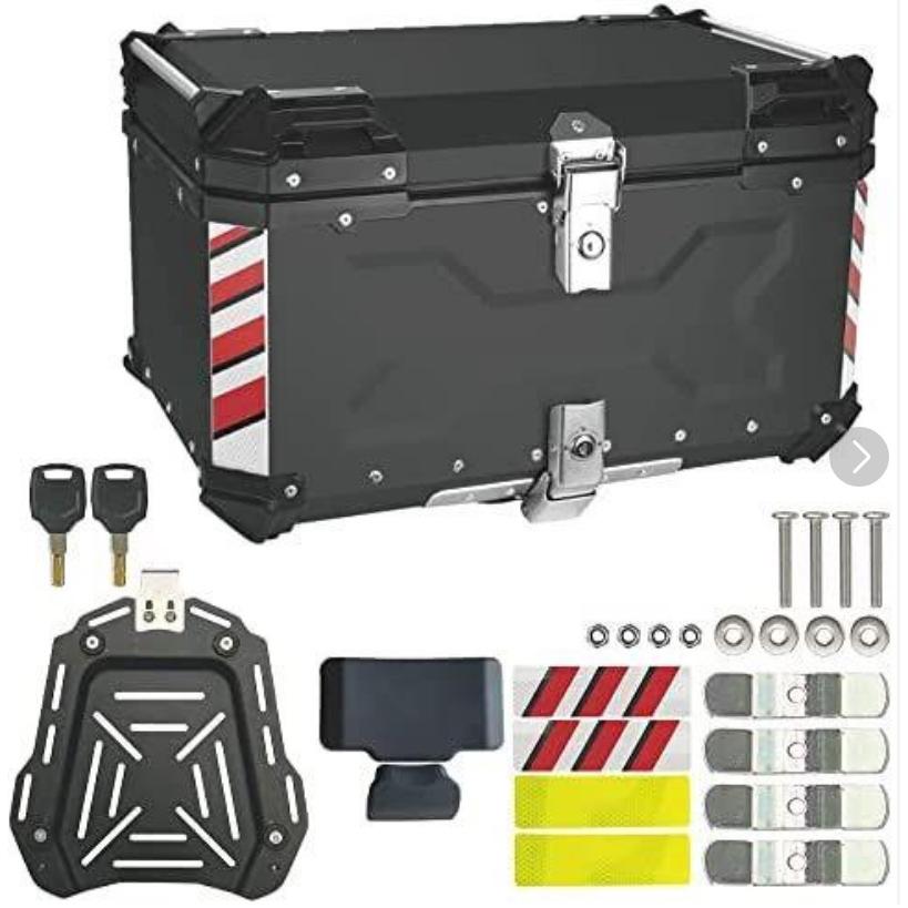 バイク用リアボックス 大容量 100L アルミ 取付ベース付 鍵2本付 簡単 