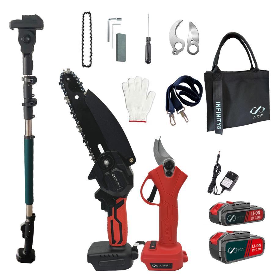 電動高枝チェーンソー 高枝電動こぎり 充電式剪定ばさみバッテリー2個