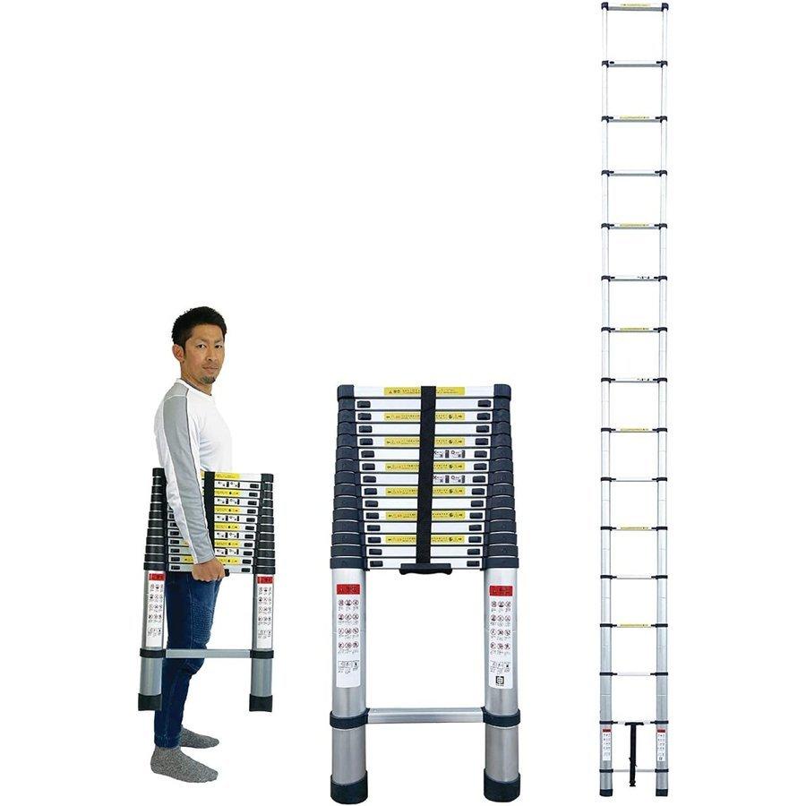伸縮はしご 6.2m 耐荷重150kg スライド式 折り畳み 安全ロック コンパクト アルミ梯子 #56｜shimabukuroshop｜08