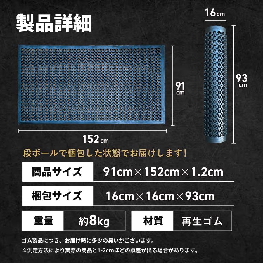 穴あきゴムマット 屋外 8KG 90cm×150cm×1.2cm 有孔ゴムマット 業務用 工業用 バイクマット ガレージマット｜shimabukuroshop｜09