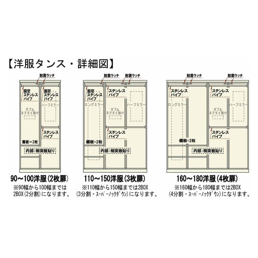 ステラスタンダード １１０洋服 Ｈ＝１８２・３枚扉 (ダーク) (配送員設置)_7