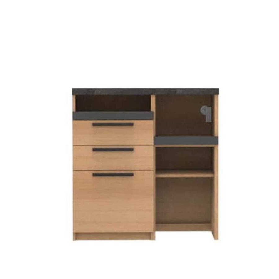 パモウナ キッチンカウンター 幅90 レンジ台 食器棚 日本製 カウンター