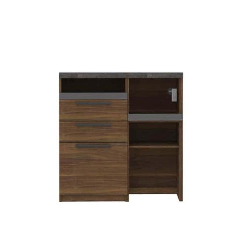 パモウナ キッチンカウンター 幅90 食器棚 レンジ台 日本製 カウンター