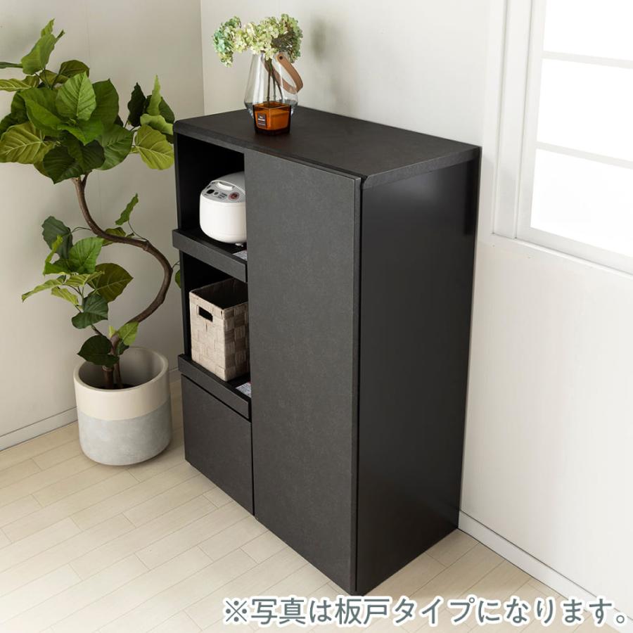 ミニ食器棚 デセオ80KB−B(ガラス戸) セラミック (配送員 ミニ食器棚 デセオ80KB−B(ガラス戸) セラミック (配送員