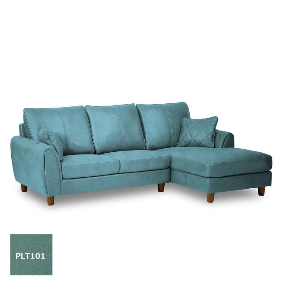 レザーテックス】 シェーズロングソファ ヘンリー 左カウチ (ブルー  