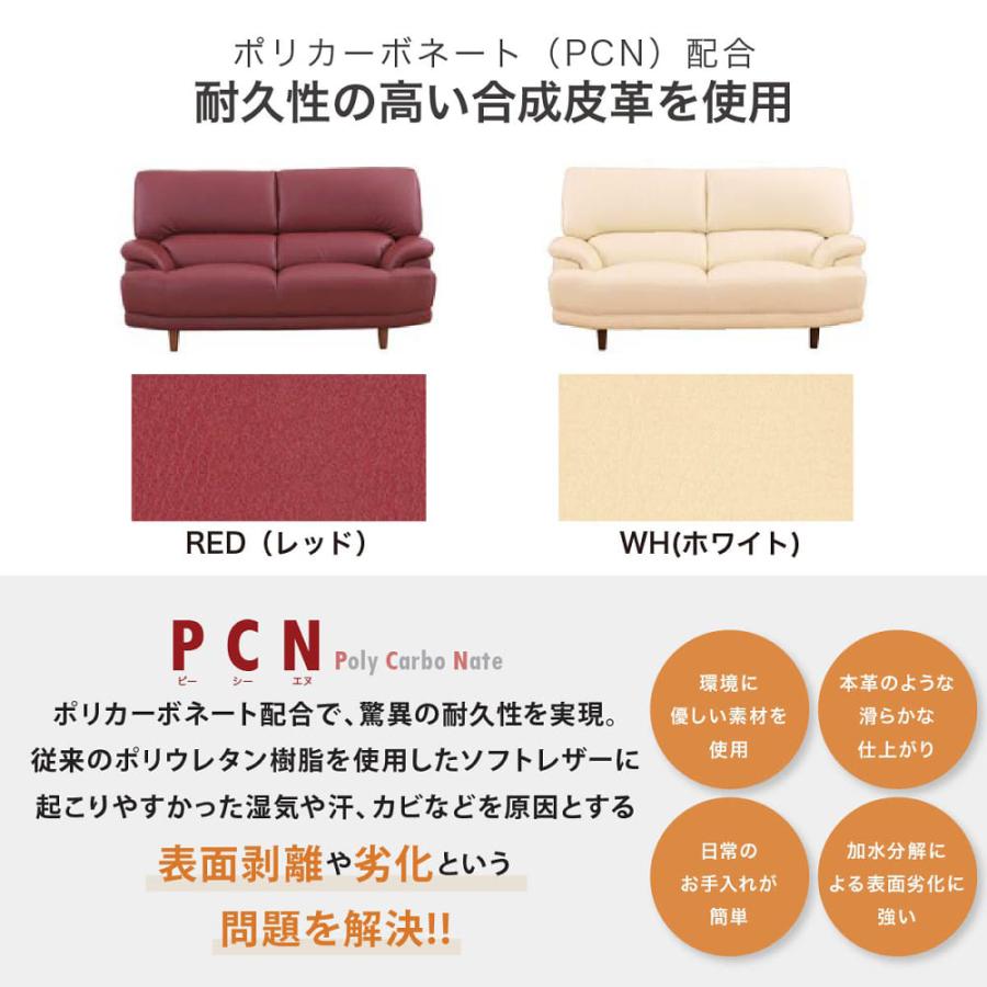 3人掛けソファー デビュー077 3Sハイタイプ SH42 合皮 WH (大型配送便